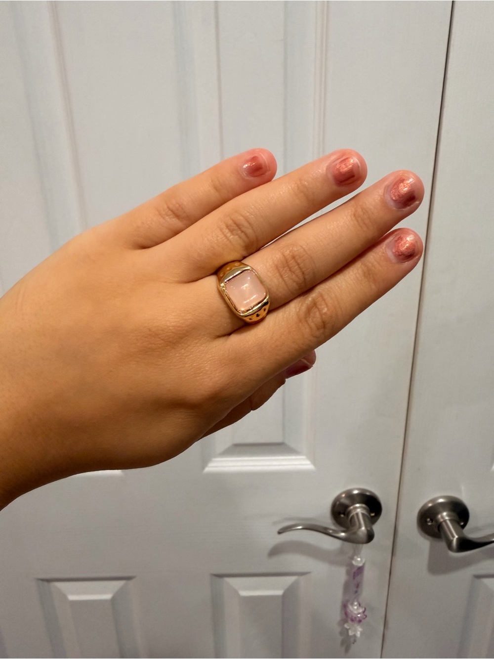 Urban Outfitters Gold Ring with Pale Pink Stone